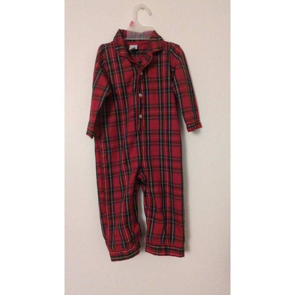 Edgehill Collection 24M Red Plaid Toddler Pajamas One Piece Christmas Holidays
